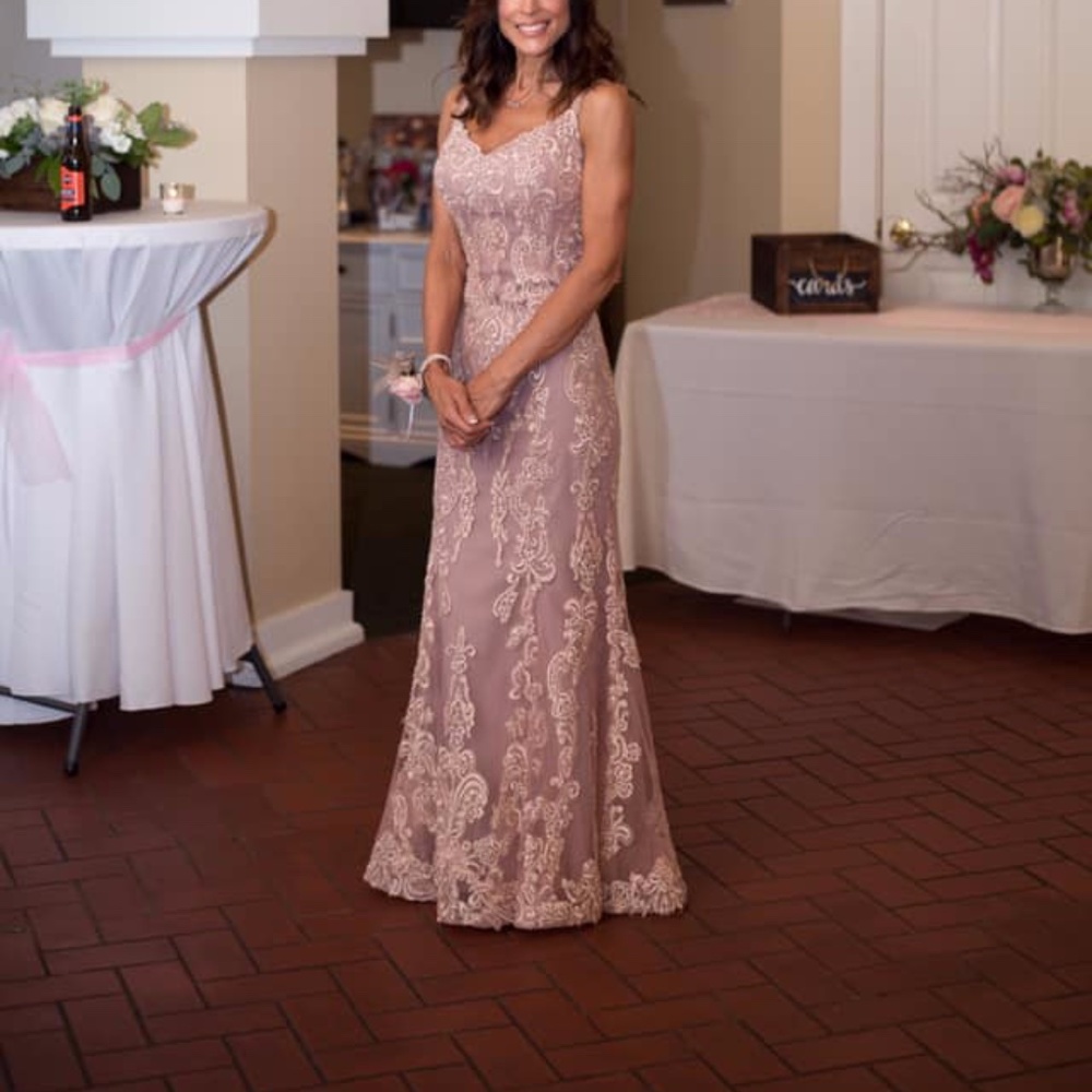 Blush Lace Morilee gown fit and flare sz 2